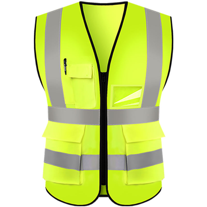 National Apparels Customized Black Reflective Safety Vest Company Logo With Pockets Custom Color Fluorescent Visibility Work Class 2 Safety Vest